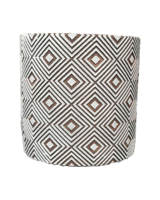 Brown And White Diamond Geometric Pot